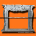 white marble machine carved small flower fireplace mantel for export